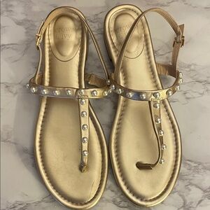 Crown & Ivy Hannah Pearl T-Strap Sandals